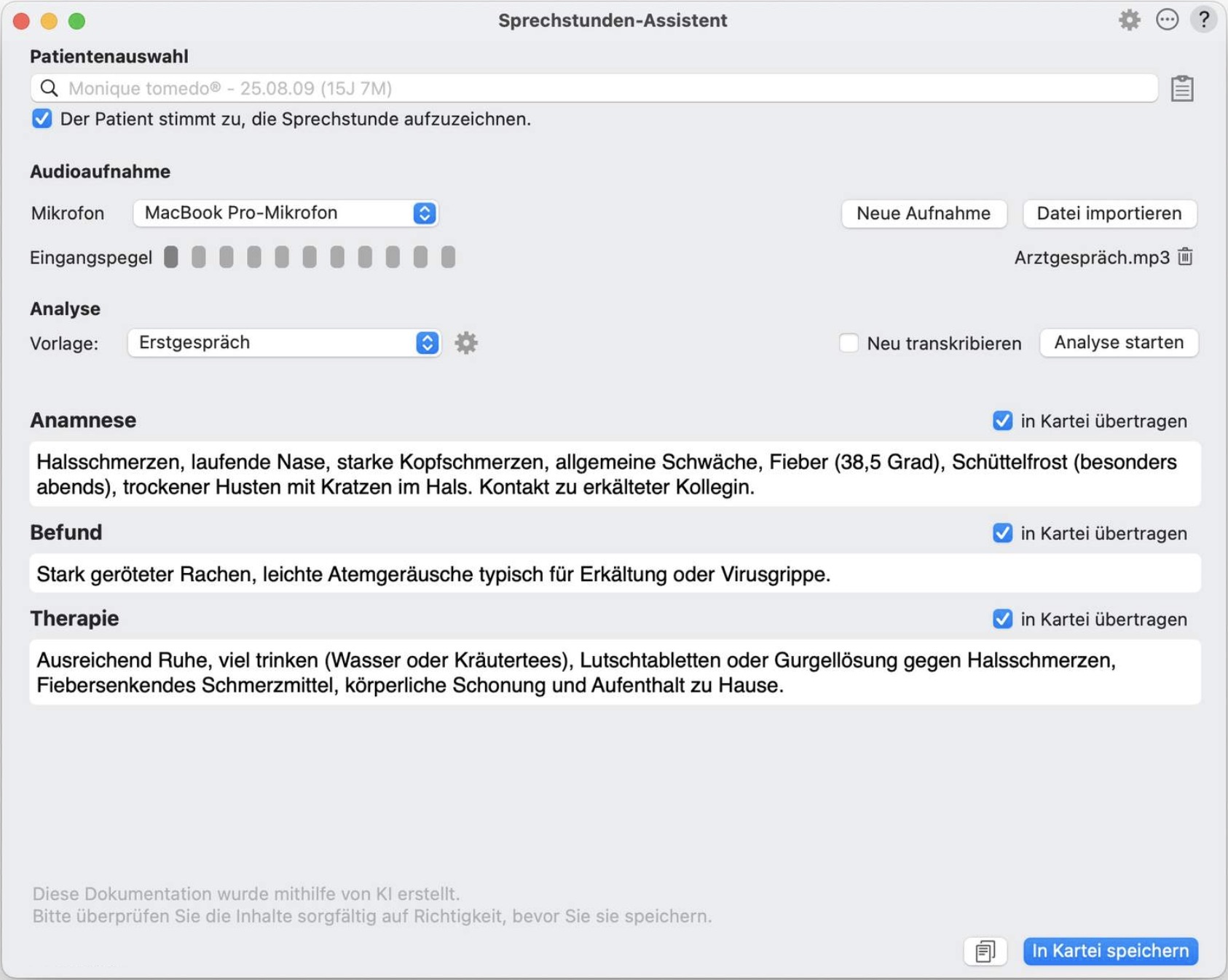 Screenshot sprechstunden assistent tomedo